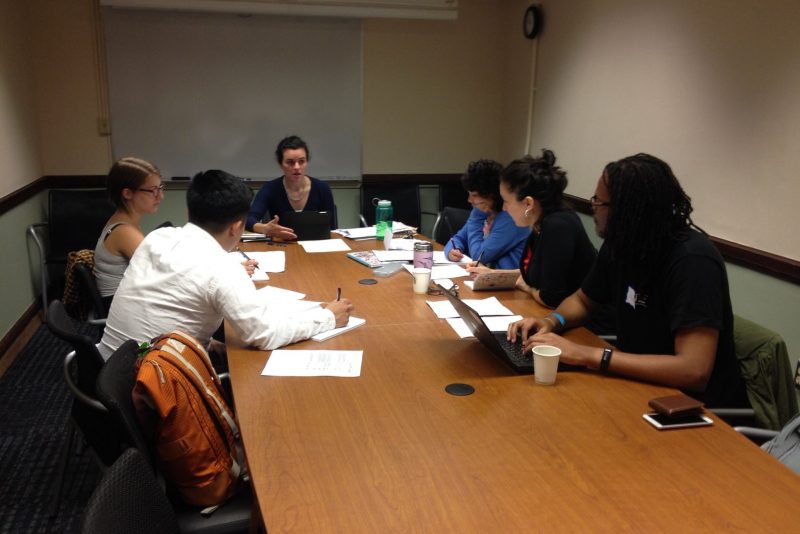 Emily Willard leads a FOIA training for UWCHR undergraduate interns and graduate student researchers