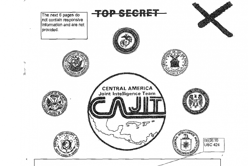 Cover page of a 1984 "Special Working Aid" authored by the Central America Joint Intelligence Team (CAJIT)